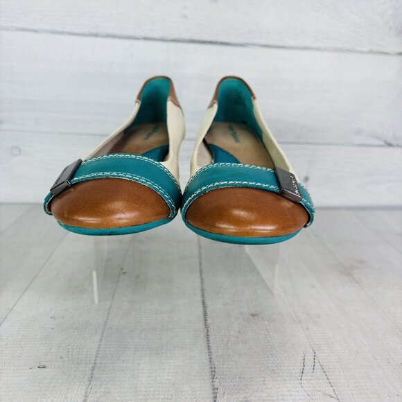 Hush Puppies CANDID Multicolored Leather Slip On Low Wedge Heel Shoes Sz 7.5 W - Picture 3 of 16